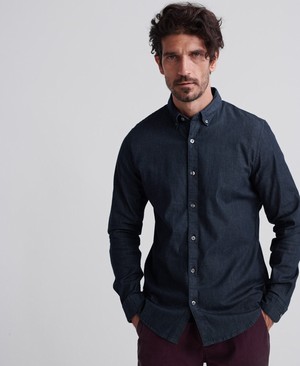 Superdry Edit Button Down Férfi Hosszú Ujjú Ing Sötétkék | CWGHL0695